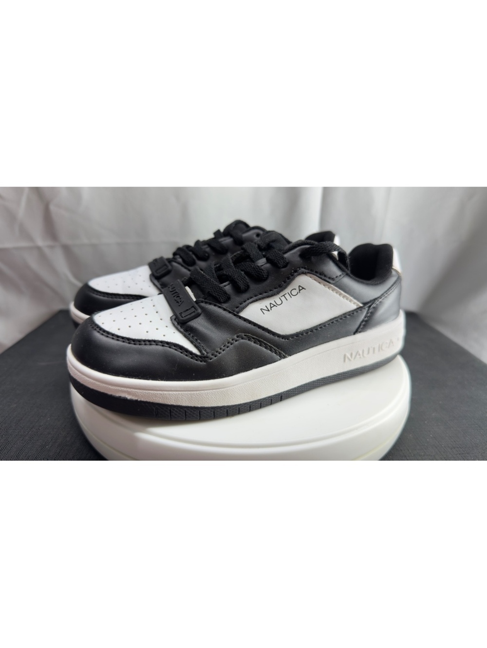 Nautica Kids Black/White Low Top Comfort Casual Sneaker Shoes